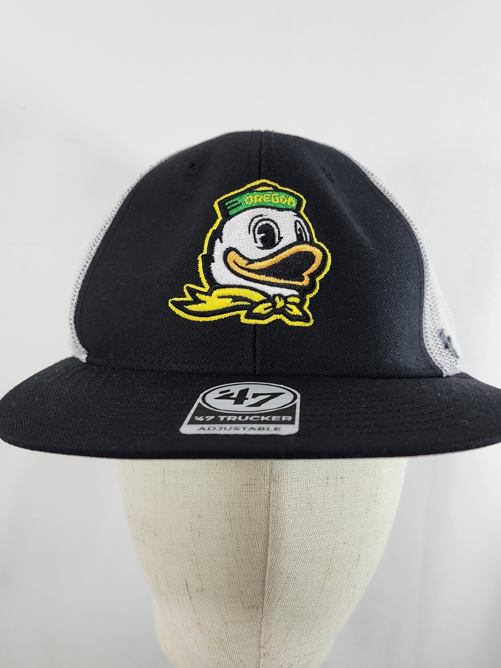 Oregon Ducks NCAA '47 Brand Black Mesh Trucker Snapback Adjustable Hat NWT